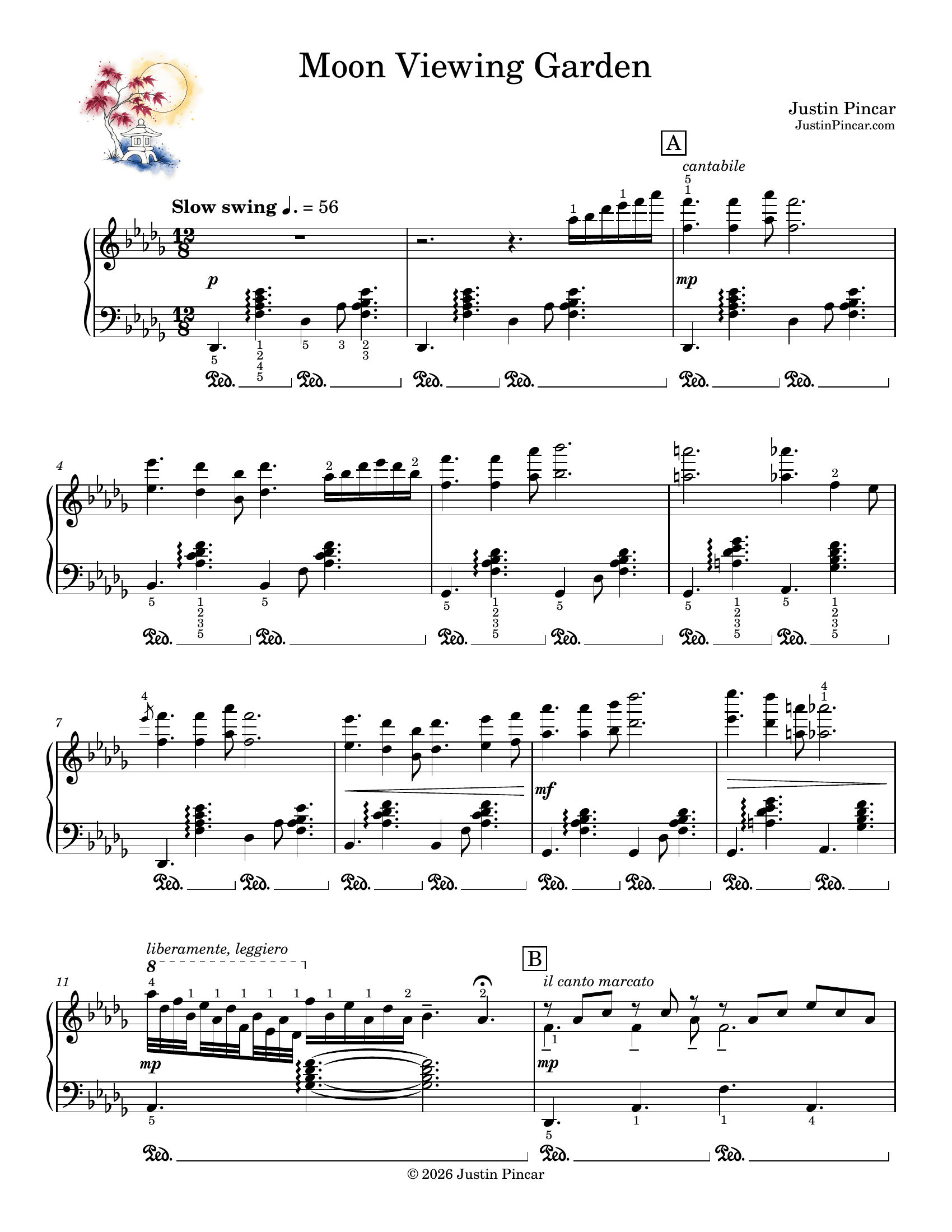 First page of the score of Moon Viewing Garden